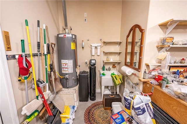 utility room with water heater