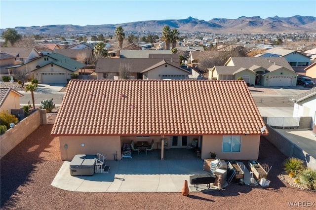 aerial view with a residential view and a mountain view