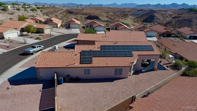 aerial view featuring a residential view and a mountain view