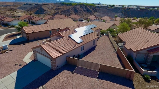 aerial view featuring a residential view and a mountain view