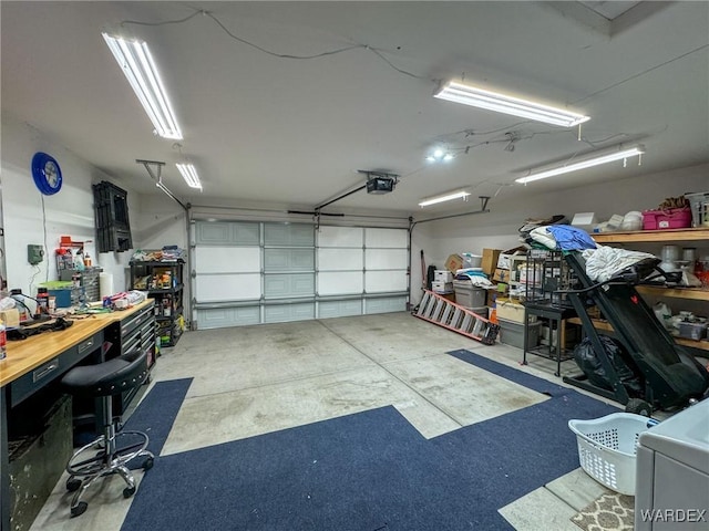 garage with a garage door opener