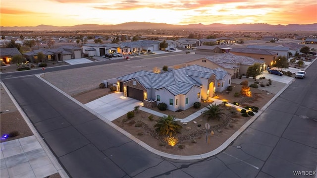 aerial view with a residential view and a mountain view