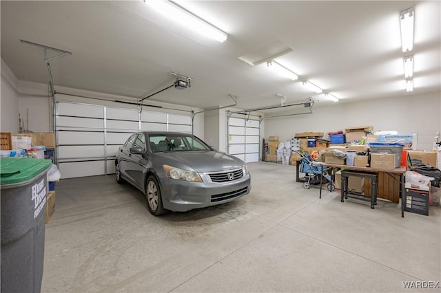 garage with a garage door opener