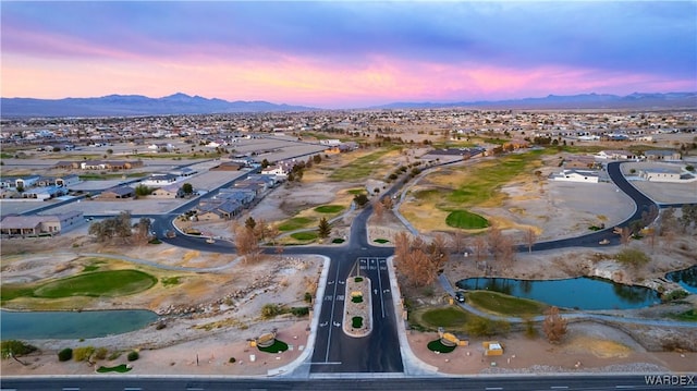 aerial view featuring a residential view and a mountain view