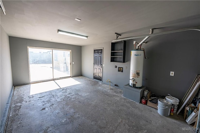 garage featuring water heater