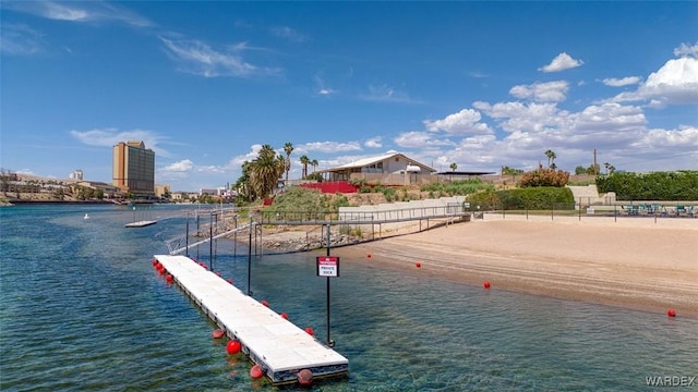 view of dock featuring a water view