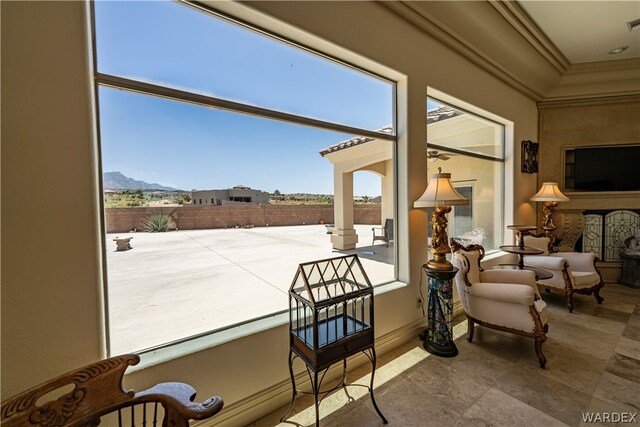 interior space with visible vents and a mountain view