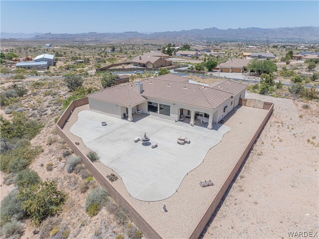 aerial view with a residential view and a mountain view