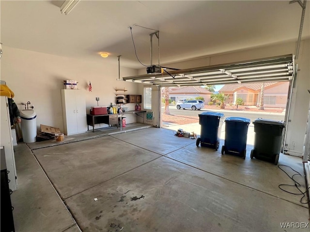 garage with a garage door opener