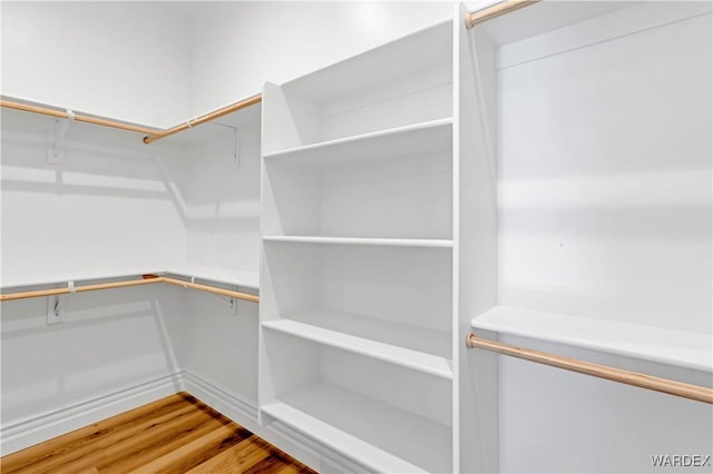 walk in closet featuring wood finished floors