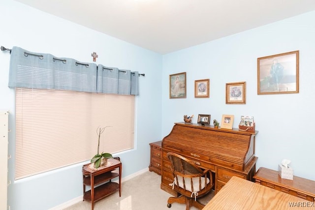 living area with light colored carpet