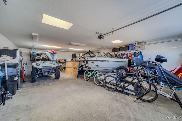 garage with a garage door opener