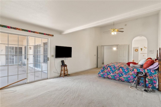 3628 N Venus Ct, Golden Valley, AZ 86413 - carpeted bedroom featuring access to outside and arched walkways