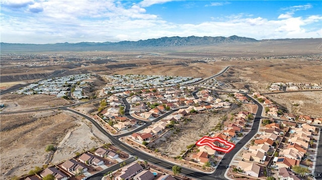 aerial view featuring a residential view and a mountain view