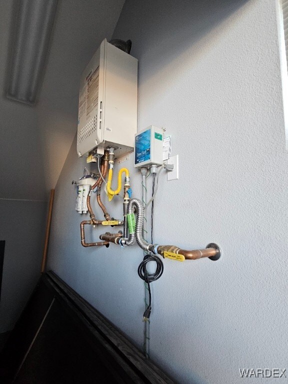 interior details featuring tankless water heater