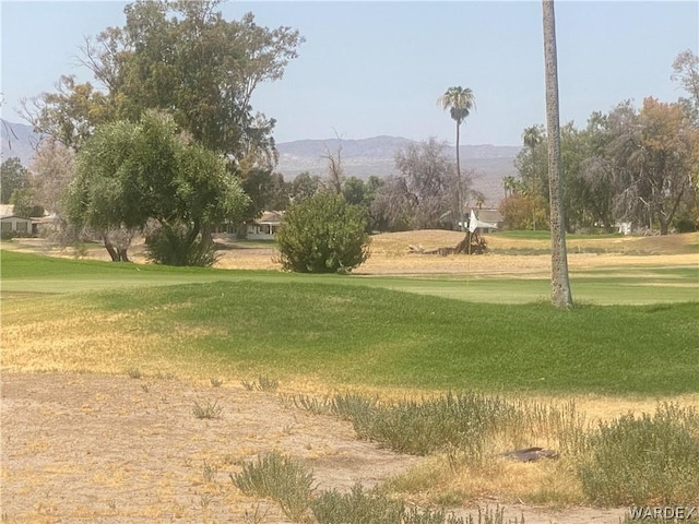 view of home's community with a lawn and a mountain view