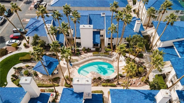 drone / aerial view with a residential view