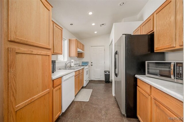 4804 S Baronsgate Way, Fort Mohave, AZ 86426 - kitchen with light countertops, a sink, visible vents, and stainless steel appliances