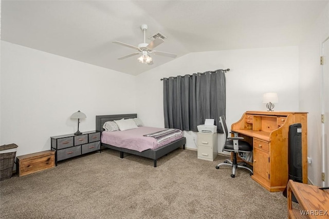 4804 S Baronsgate Way, Fort Mohave, AZ 86426 - carpeted bedroom with visible vents, a ceiling fan, and lofted ceiling