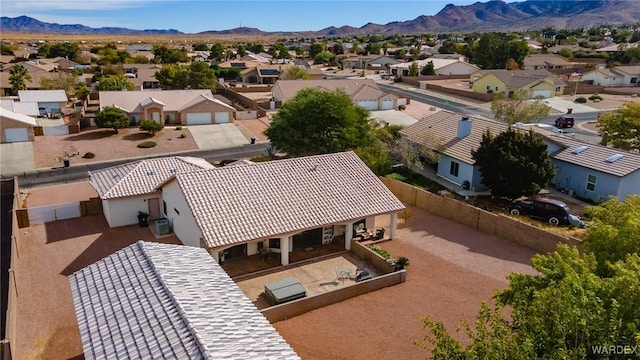 aerial view featuring a residential view and a mountain view