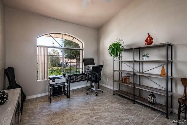 office space featuring baseboards