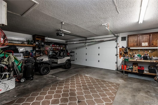 garage with a garage door opener