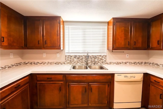 kitchen featuring a sink, tasteful backsplash, and dishwasher