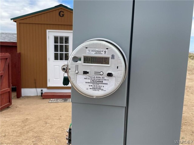 exterior details with electric meter