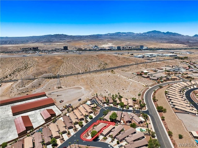 birds eye view of property with a residential view and a mountain view