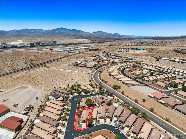 aerial view with a residential view and a mountain view