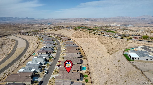 bird's eye view featuring a residential view and a mountain view