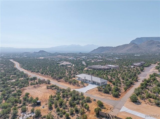 birds eye view of property featuring a mountain view