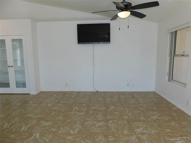 view of patio with ceiling fan and french doors