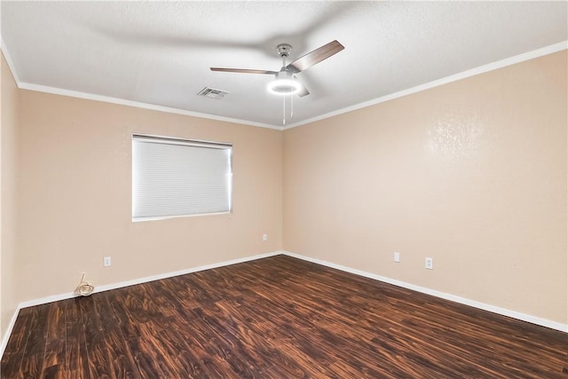 3741 June St, Bullhead City, AZ 86442 - empty room featuring a ceiling fan, wood finished floors, baseboards, and crown molding