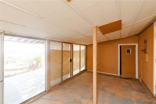 interior space with wooden walls