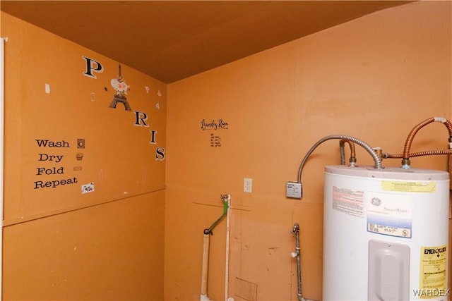 utility room with water heater