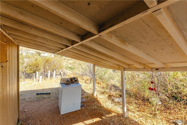 view of patio featuring washer / dryer