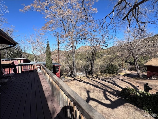 deck featuring a mountain view