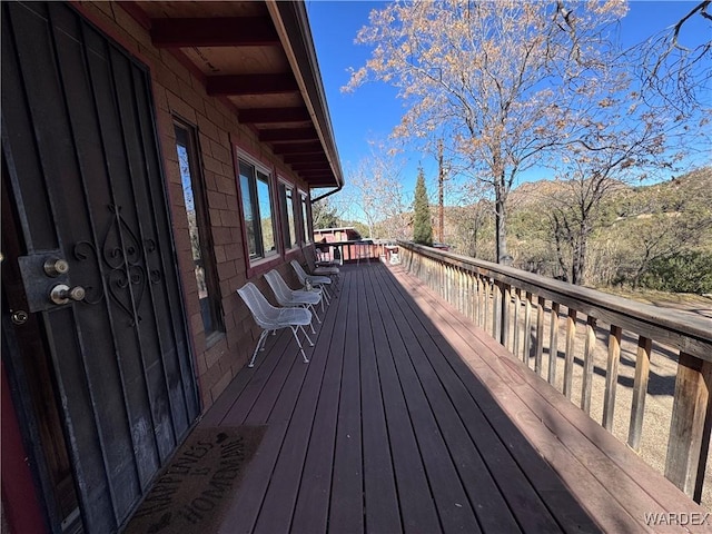 deck with a mountain view