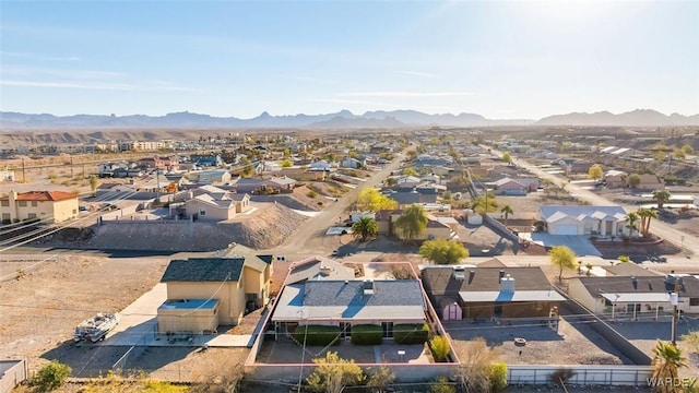 aerial view featuring a residential view and a mountain view