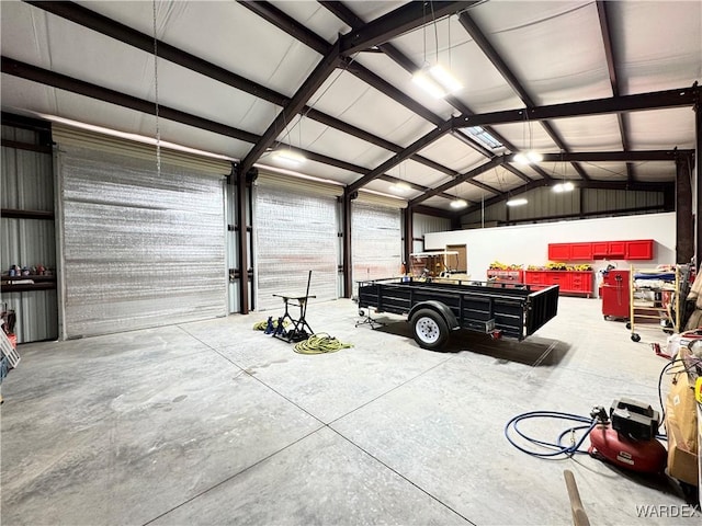 garage featuring metal wall