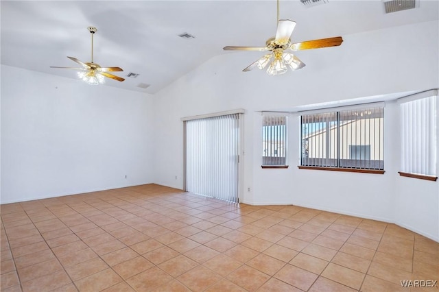 unfurnished room featuring ceiling fan and visible vents