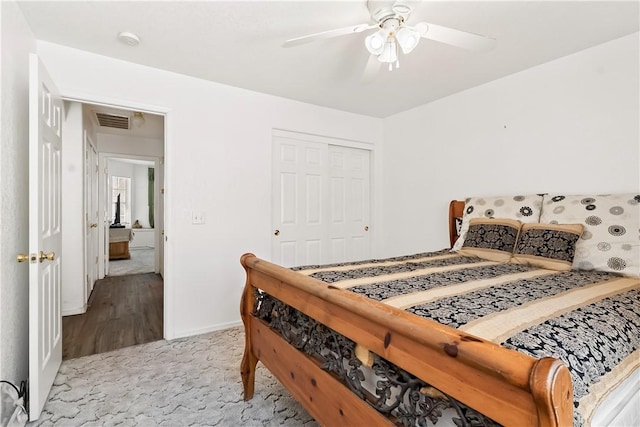 2191 Sierra Santiago, Bullhead City, AZ 86442 - carpeted bedroom with baseboards, a closet, and ceiling fan