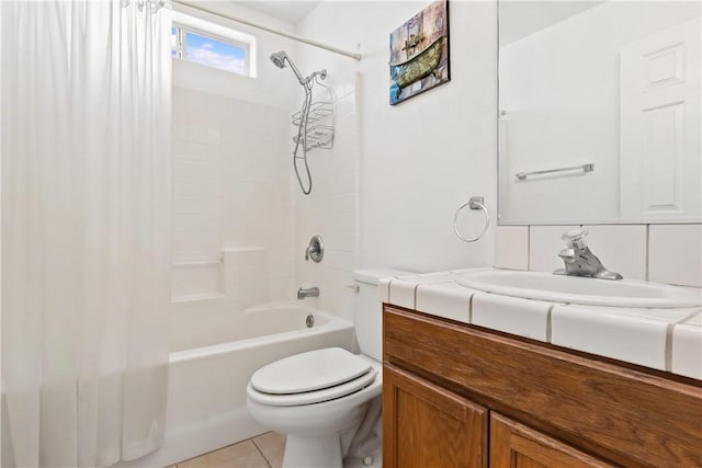 2191 Sierra Santiago, Bullhead City, AZ 86442 - bathroom featuring vanity, shower / bath combination with curtain, toilet, and tile patterned floors