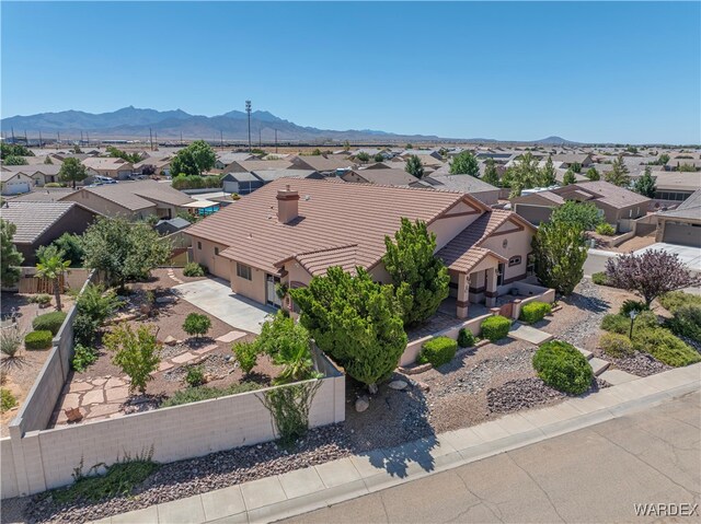 aerial view with a residential view and a mountain view