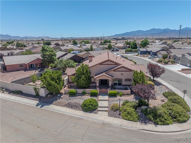 aerial view with a residential view and a mountain view