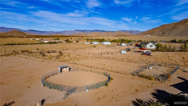 bird's eye view featuring a rural view and a mountain view