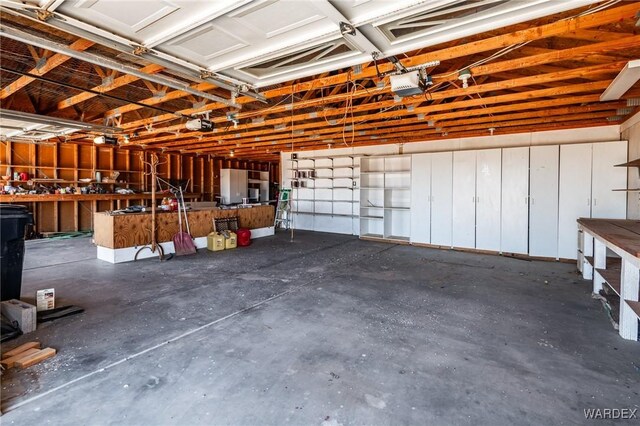 garage with a garage door opener