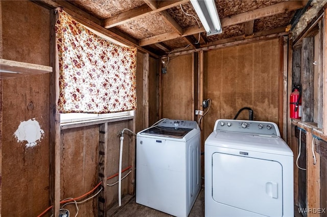 washroom with washer and dryer and laundry area