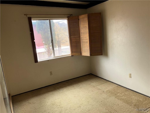 spare room featuring light colored carpet